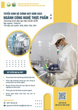 Thông tin tuyển sinh ngành Công nghệ thực phẩm